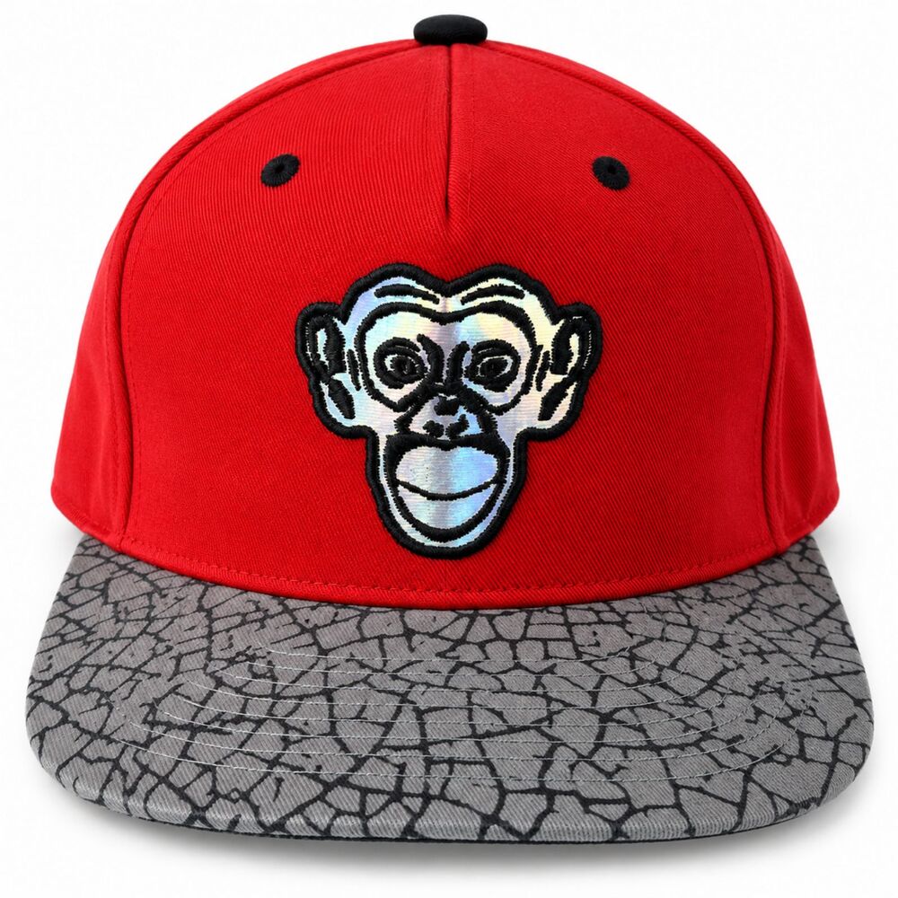 Monkey Sport Pepper Foster Red Black Snapback Hat Monkey Logo Skater OSFM